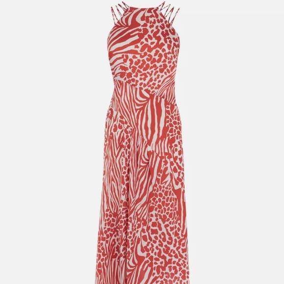 NWT $380.00 KAREN MILLEN Women's Animal Print Midi Dress US 4 Small - Picture 1 of 7